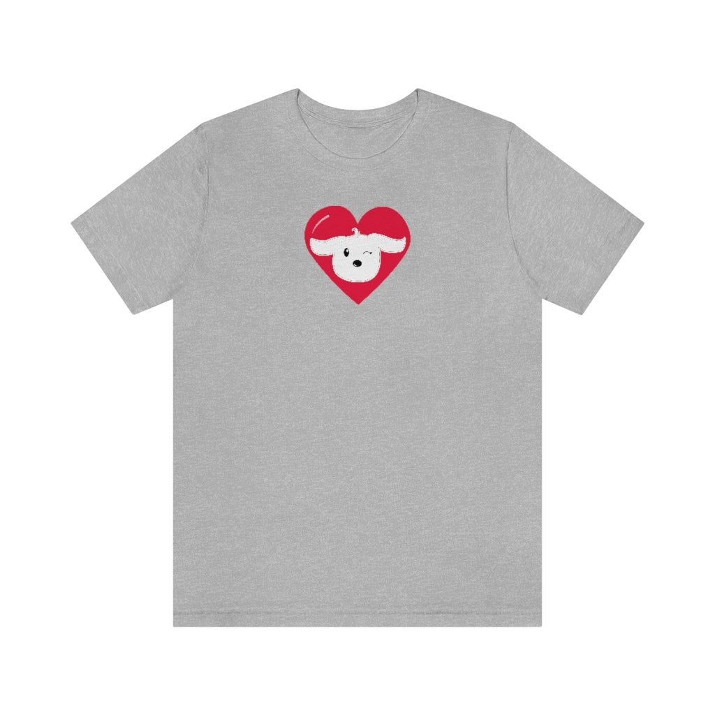 Dog Lover, Dog Wink, Doggo Lover, Dog Heart, Sweet and Cute Dog | Unisex Jersey Short Sleeve Tee