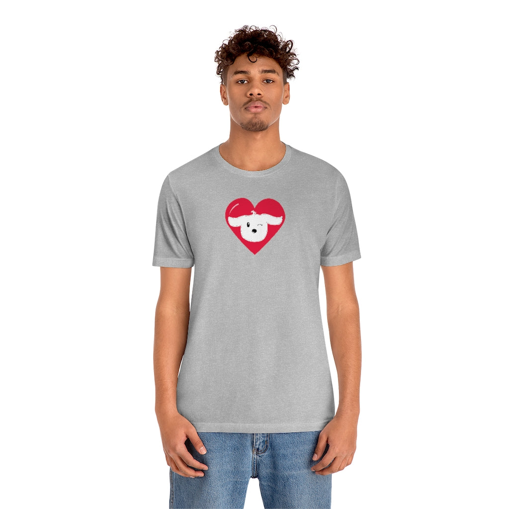 Dog Lover, Dog Wink, Doggo Lover, Dog Heart, Sweet and Cute Dog | Unisex Jersey Short Sleeve Tee