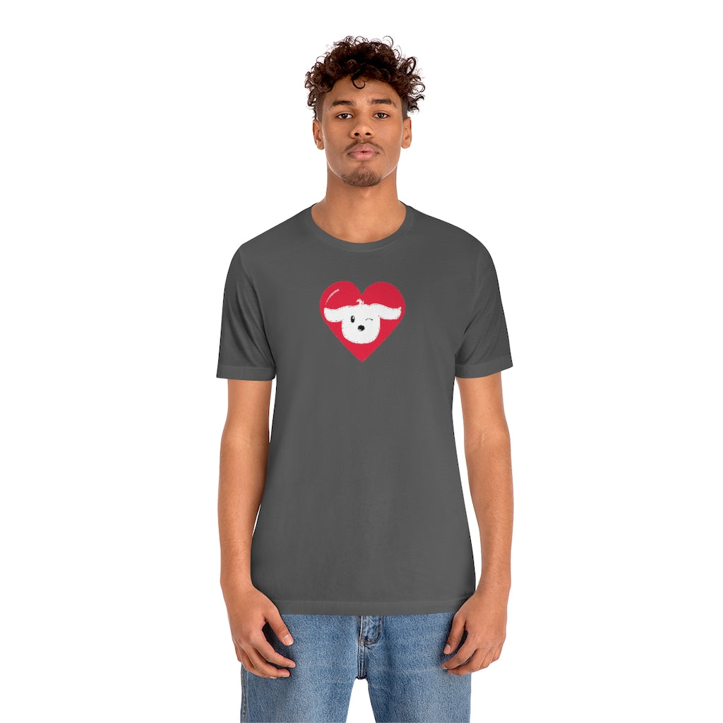 Dog Lover, Dog Wink, Doggo Lover, Dog Heart, Sweet and Cute Dog | Unisex Jersey Short Sleeve Tee