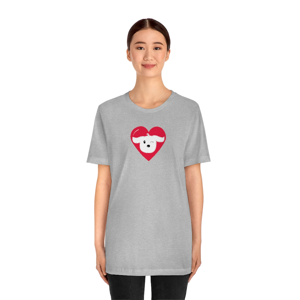 Dog Lover, Dog Wink, Doggo Lover, Dog Heart, Sweet and Cute Dog | Unisex Jersey Short Sleeve Tee