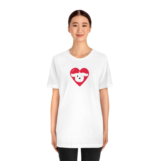 Dog Lover, Dog Wink, Doggo Lover, Dog Heart, Sweet and Cute Dog | Unisex Jersey Short Sleeve Tee