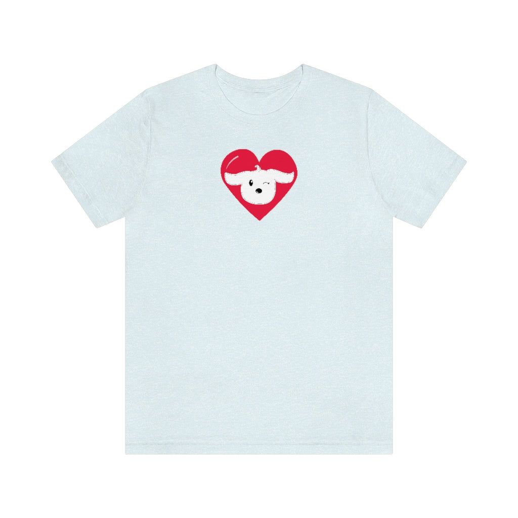 Dog Lover, Dog Wink, Doggo Lover, Dog Heart, Sweet and Cute Dog | Unisex Jersey Short Sleeve Tee