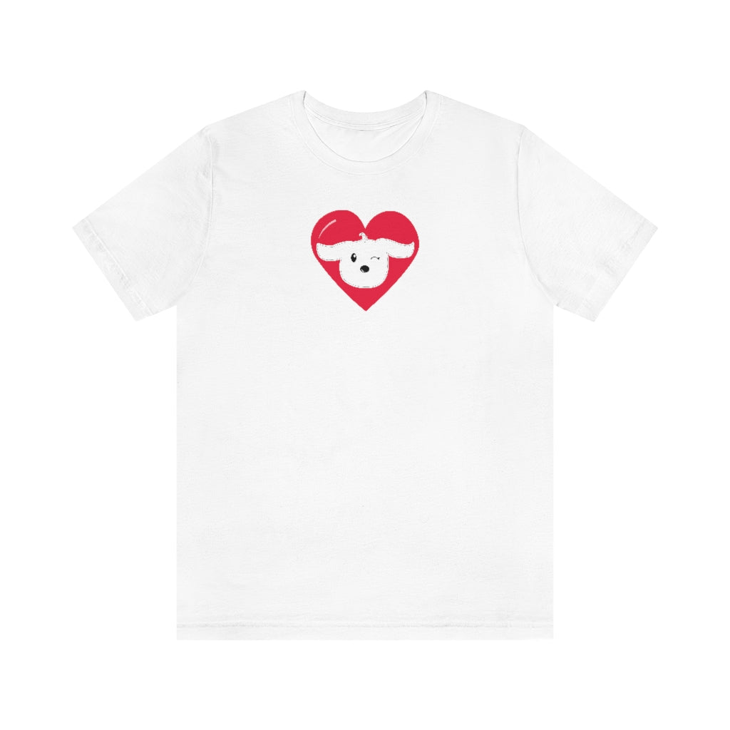 Dog Lover, Dog Wink, Doggo Lover, Dog Heart, Sweet and Cute Dog | Unisex Jersey Short Sleeve Tee