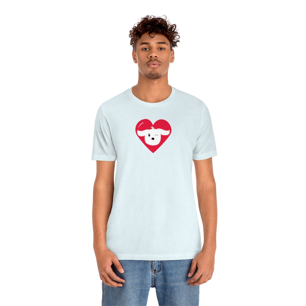 Dog Lover, Dog Wink, Doggo Lover, Dog Heart, Sweet and Cute Dog | Unisex Jersey Short Sleeve Tee