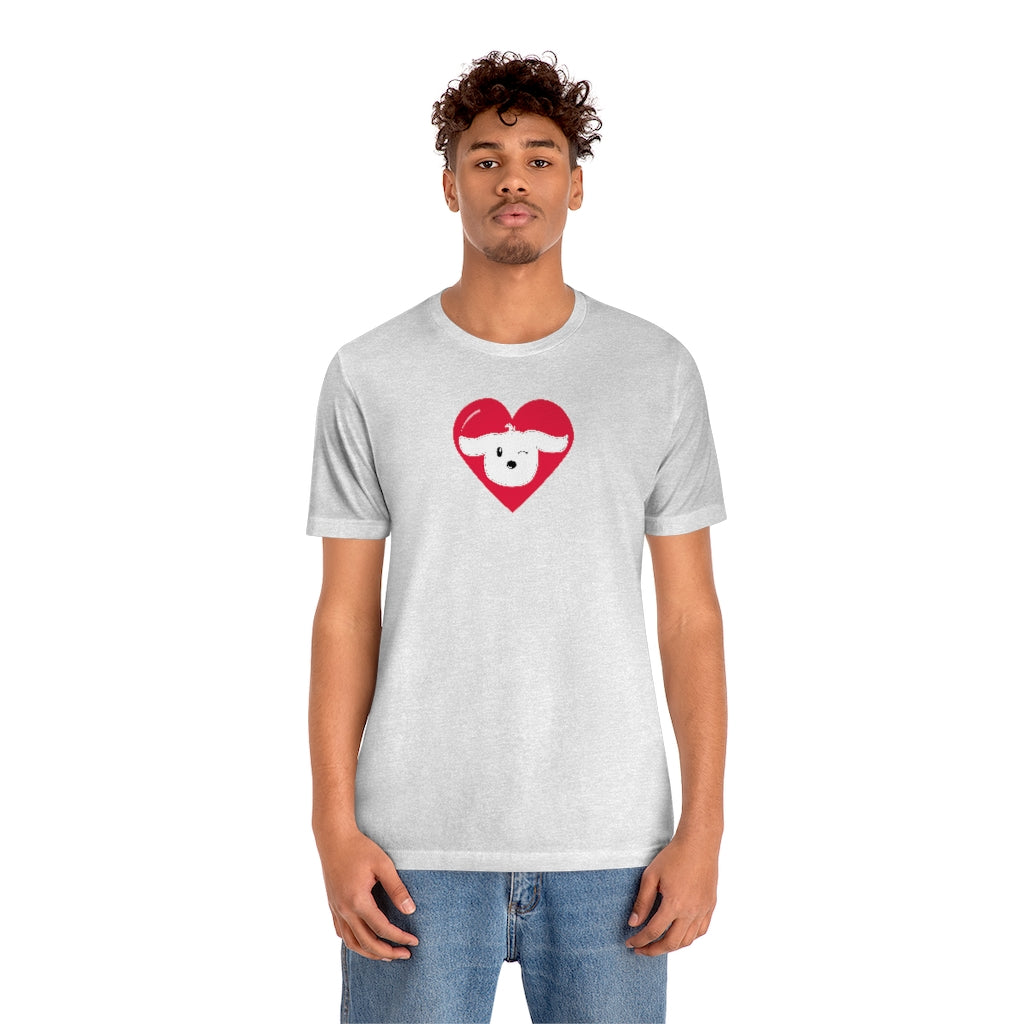 Dog Lover, Dog Wink, Doggo Lover, Dog Heart, Sweet and Cute Dog | Unisex Jersey Short Sleeve Tee